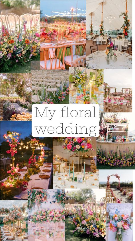 For my future wedding i want all floral themed💐 Tangled Wedding, Pastel Wedding Theme, Wedding Bible, Wedding Theme Ideas, August Wedding, Garden Party Wedding, Pastel Wedding, Wedding Scrapbook, Wildflower Wedding