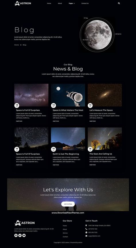 Astron - Astronomy Elementor Template Kit Planet Moodboard, Science Web, Web Development Programming, Web Design Examples, Blog Website Design, Sterling Grey, Banner Designs, Science Themes, Web Design Projects