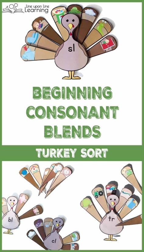 This beginning consonant blends activity is a fun way to practice recognizing the beginning sounds at the start of familiar words. Sort the turkey feathers to the correct blends turkey. Consonant Blends Activities 2nd Grade, Turkey Beginning Sounds Free, Consonant Blends Games, Consonant Blends Activities, Initial Consonant Blends, Fall Homeschool, Early Reading Activities, Beginning Blends, Fun Reading Activities