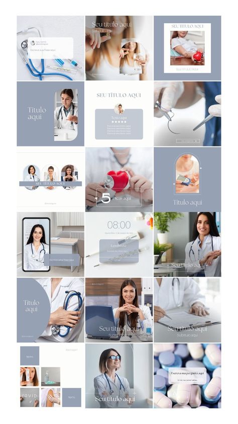 Medical Aesthetic Instagram Feed, Dental Office Instagram Feed, Instagram Medical Design, Health Care Instagram Feed, Doctor Instagram Feed, Medical Instagram Feed, Canva Post Ideas, Healthcare Moodboard, Dentist Instagram Feed