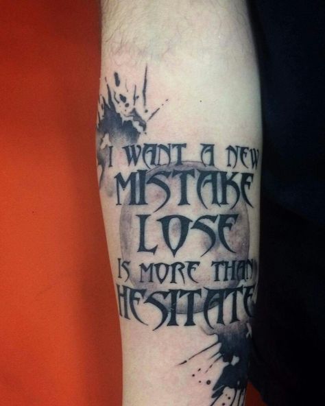 Queens of the Stone Age tattoo  Go with the Flow "I want a new mistake Lose is more than hesitate" Queens Of The Stone Age Tattoo, Qotsa Tattoos, Go With The Flow Tattoo, Flow Tattoo, Age Tattoo, Queens Of The Stone Age, Tattoo Cover-up, Go With The Flow, Stone Age