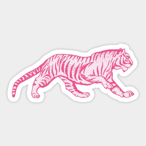 aesthetically pleasing pink looking tiger. -- Choose from our vast selection of stickers to match with your favorite design to make the perfect customized sticker/decal. Perfect to put on water bottles, laptops, hard hats, and car windows. Everything from favorite TV show stickers to funny stickers. For men, women, boys, and girls. Tiger Sticker, India Rose, Tiger Drawing, Pink Tiger, Tiger Illustration, Aesthetic Stickers, Aesthetically Pleasing, Print Stickers, Pink Aesthetic