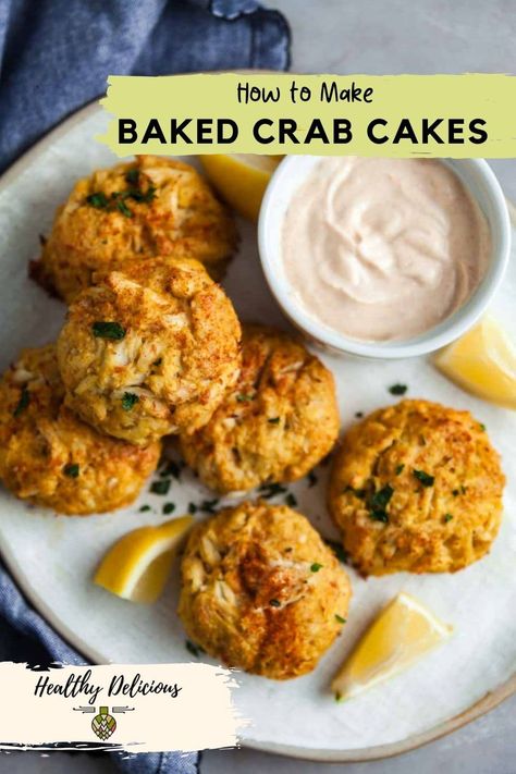 Crab Cakes Healthy, Crab Cake Recipe Easy, Crab Cakes Recipe Best, Healthy Crab Cakes, Baked Crab Cakes, Crab Cake Sandwich, Baked Crab, Crab Cake Recipes, Lump Crab Cakes