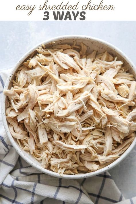 Make shredded cooked chicken in the slow cooker, instant pot or on the stovetop to have on hand for easy meal prep! Lazy Dish, Shredded Cooked Chicken, Stove Top Chicken, Easy Shredded Chicken, Completely Delicious, Mexican Shredded Chicken, Make Shredded Chicken, Cooking Whole Chicken, Chicken Burrito