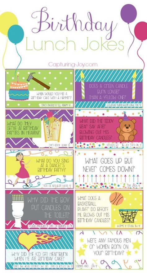 Birthday Lunch Box Jokes - Fun way to make your kids feel special on their birthday when they are at school. Capturing-Joy.com Lunch Jokes, Birthday Jokes, Lunchbox Jokes, Kids Feelings, Lunch Notes, Birthday Lunch, Cool Lunch Boxes, Funny Jokes For Kids, Fun Lunch