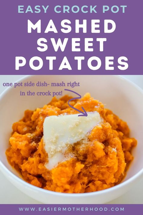 Slow Cooker Mashed Sweet Potatoes, Sweet Potato Recipe Crockpot, Crockpot Meals With Sweet Potatoes, Crockpot Mashed Sweet Potatoes, Maple Mashed Sweet Potatoes, Mashed Sweet Potatoes Crockpot, Crock Pot Sweet Potato Recipes, Sweet Potatoes In Crock Pot, Sweet Potato Crock Pot