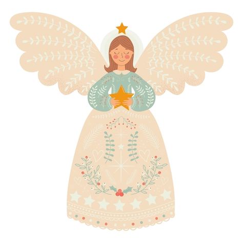 Angel Illustration, Christmas Graphic Design, Graphic Design Cards, Folk Art Flowers, Christmas Card Art, Christmas Graphics, School Art Projects, Diy Christmas Cards, Christmas Angel