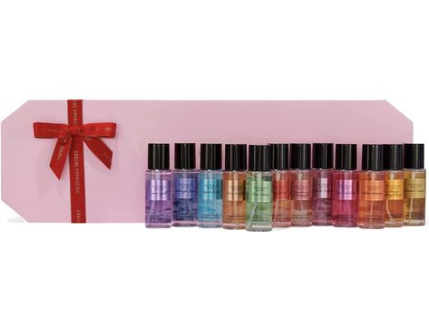 Victoria's Secret Mist Collection 12 Piece Travel Mist Gift Set Victoria Secret Gifts, Almond Glaze, Victoria Secret Body Mist, Pure Seduction, Victorias Secret Set, Season Of Giving, Mini Fragrance, Skin To Skin, Gift Sets For Women