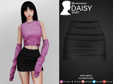 Sims 4 Cc Skirts Short, Sims 4 Cc Micro Skirt, The Sims 4 Cc Skirts, Sims 4 Skirt Cc, Female Cc Sims 4, Sims 4 Skirt, Skirt Sims 4, Daisy Skirt, Sims 4 Tsr