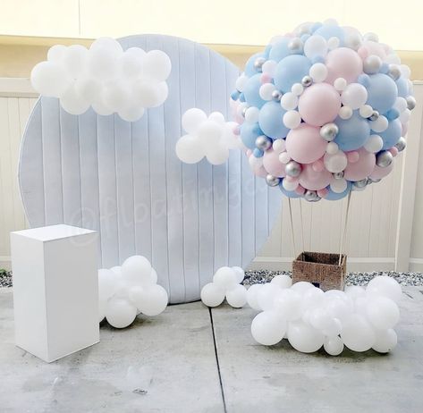 Cloud Balloon Garland, Up In The Air Gender Reveal, Gender Reveal Hot Air Balloon, Hot Air Balloon Gender Reveal, Patios Ideas Backyard, Patios Ideas, Pfp Halloween, Halloween Tattoo Ideas, Halloween Outfit Ideas