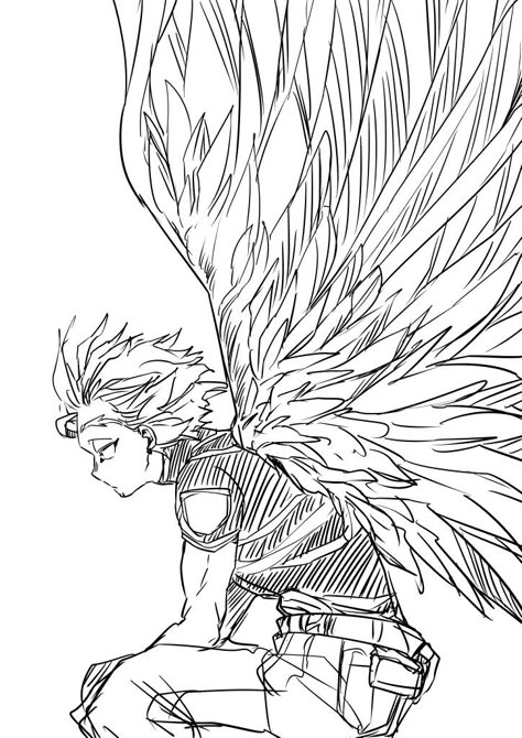 Hawks Mha Sketch, Mha Hawks Drawing, Hawks Drawing Easy, Hawks Drawing Sketches, Hawks Sketch, Hawks Manga Panels, My Hero Academia Sketches, Hawks Drawing, Hawks Manga