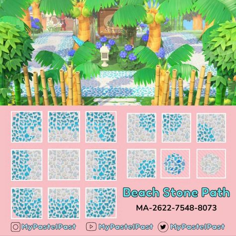 Animal Crossing Mosaic Path, Acnh Blue Stone Path, Blue Path Animal Crossing, Tropical Path Animal Crossing, Beach Path Animal Crossing, Acnh Shell Path, Beach Pathway Animal Crossing, Animal Crossing Stone Path Code, Animal Crossing Sand Path