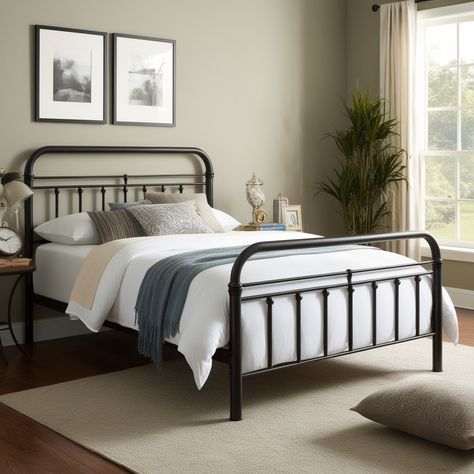 13 Stylish Metal Bed Frame Ideas to Transform Your Bedroom Decor – HomelyTip Black Metal Headboard Bedroom Ideas, Metal Frame Bedroom Ideas, Black Metal Bed Frame Bedroom Ideas, Metal Bed Frame Ideas, Metal Bed Frame Bedroom, Metal Bed Frame Bedroom Ideas, Bed Frame Ideas, Japandi Dining Room, Black Metal Bed Frame