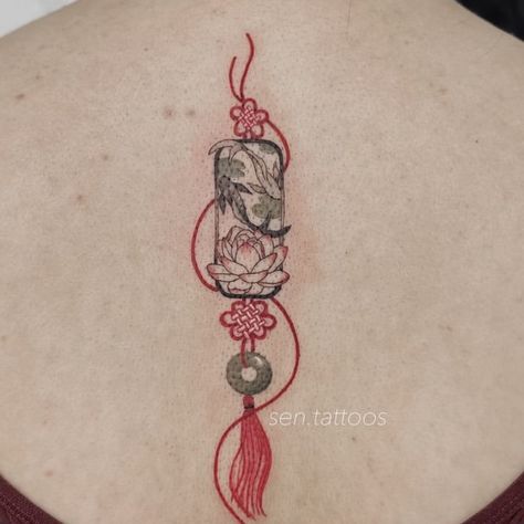 Asian Lucky Charm Tattoo, Japanese Wind Chimes Tattoo, Chinese Lucky Charm Tattoo, Chinese Tassel Tattoo, Japanese Lucky Charm Tattoo, Chinese Charm Tattoo, Japanese Lantern Tattoo, Chinese Lantern Tattoo, Chinese Lucky Charms