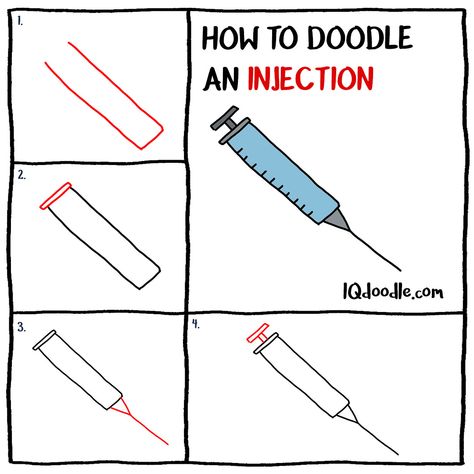 How To Draw A Syringe, Injection Drawing, Jobs Drawing, Draw School, School Doodle, How To Doodle, Draw Doodles, You Doodle, Basic Drawing