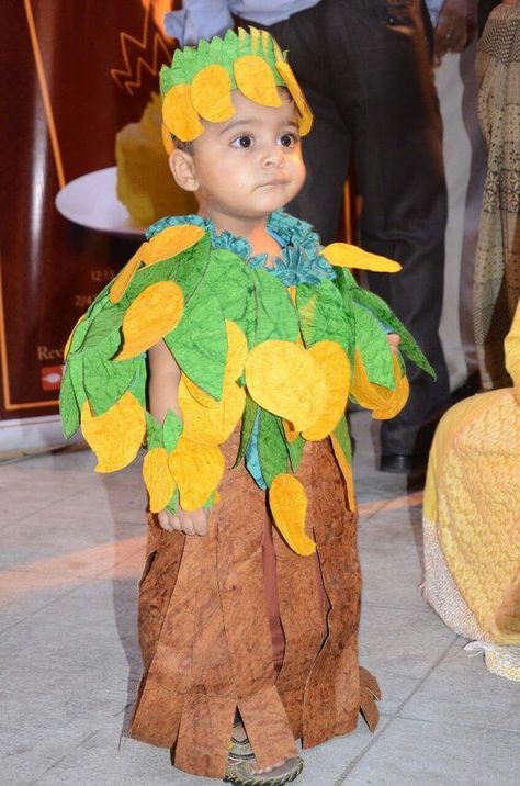 Mango Costume DIY Ideas for Kids Fruit Fancy Dress, Best Fancy Dress Costumes, Easy Fancy Dress, Sunflower Costume, Fancy Dress Costumes Kids, Fancy Dress Ideas, Fancy Dress Competition, Festival Fancy Dress, Baby Fancy Dress