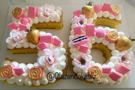 Numbered Cakes, Gold Number Cake, Number Cake, Number Cakes, Gold Number, Pink Gold, Pink And Gold, Cake, Pink