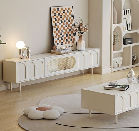 Modern Media Cabinets, Style Tv Stand, White Tv Stand, White Tv, Small Apartment Living Room, Storage Credenza, Modern Console, Table Tv, Small Apartment Living