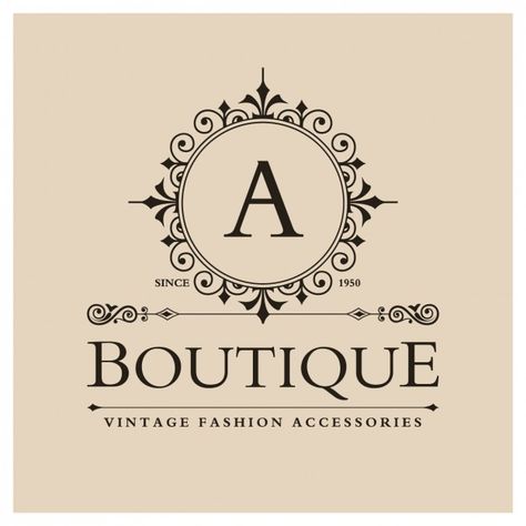 Vintage boutique logo Free Vector | Free Vector #Freepik #vector #freelogo #freebusiness #freevintage #freeabstract Nordstrom Outfit, Logo Monogramme, Boutique Logo Design, Fashion Designers Famous, Logo Floral, Logo Vintage, Boutique Interior, Boutique Logo, Fashion Logo Design