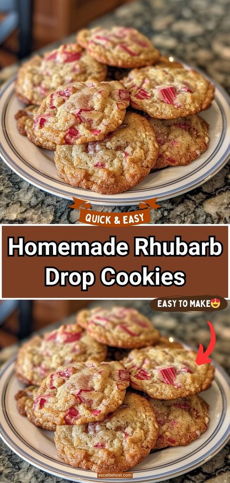 Ingredients:1 cup diced rhubarb1/2 cup unsalted butter, softened1 cup Brown Sugar Rhubarb Cookies Recipes, Brown Sugar Rhubarb Cookies, Rhubarb Cookies Recipes, Easy Rhubarb Recipes, Rhubarb Desserts Recipes, Rhubarb Crumble Recipes, Rhubarb Cookies, Cookies Without Brown Sugar, Cinnamon Roll Frosting