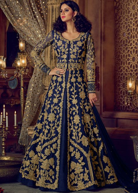 Blue Bridal Dress, Pakistani Bridal Dresses Online, Long Choli Lehenga, Orang India, Gaun Fashion, Lehenga Style, Designer Anarkali, Pakistani Dress, Party Wear Lehenga