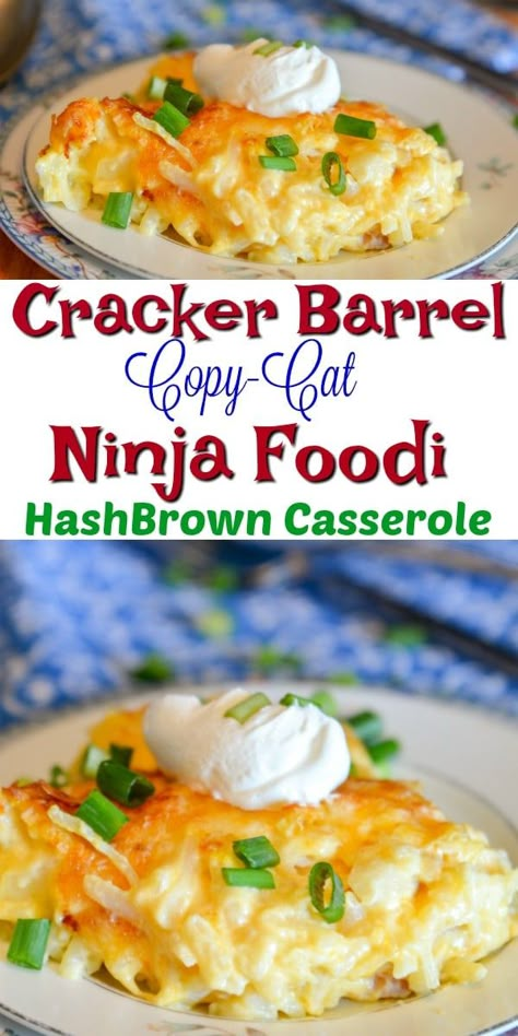 Cracker Barrel Copy Cat Hashbrown Casserole made in the Ninja Foodi via @adventuresofanurse Ninja Cooking System, Ninja Cooking System Recipes, Hashbrown Casserole Recipe, Hashbrown Casserole, Ninja Recipes, Hash Brown Casserole, Air Fryer Dinner Recipes, Instant Pot Dinner Recipes, Ninja Foodi