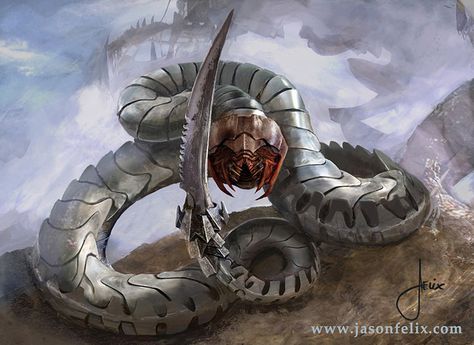 Metal Serpent -Magic The Gathering by jason-felix on DeviantArt Snake Alien Concept Art, Monster Hunter Monster Concept Art, Snake Monster, Cool World, Gorillas Art, Monster Ideas, Metal Snake, Monster Artwork, Robot Animal