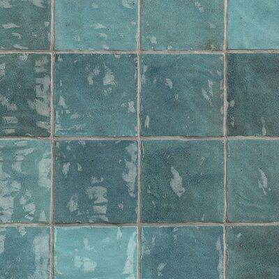 Ivy Hill Tile Kingston 4" x 4" Ceramic Tile | Wayfair Turquoise Tile Fireplace, Turquoise Tiles, Texture Reference, Turquoise Tile, Affordable Tile, Tiles For Wall, Polish Ceramics, Glazed Ceramic Tile, Border Tiles