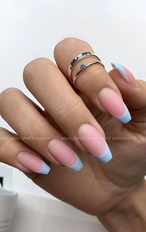 Light Blue Nails, Baby Blue Nails, Milky Nails, Tip Nails, Homecoming Nails, Minimalist Nails, Short Acrylic Nails, French Tip Nails, Best Acrylic Nails