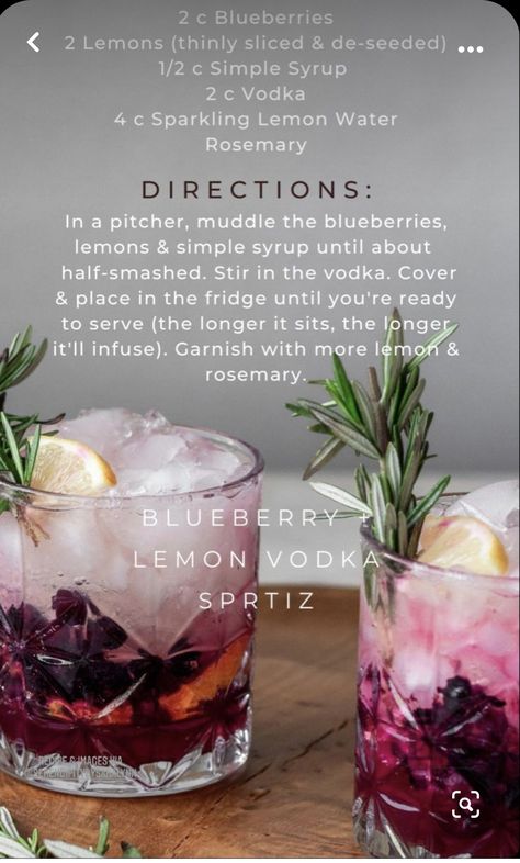 Blueberry Lemon Vodka Spritz, Blueberry Drinks Alcohol, Lemon Vodka, Lights For Christmas, Yummy Alcoholic Drinks, Christmas Homescreen, Boozy Drinks, Fancy Drinks, Mixed Drinks Recipes