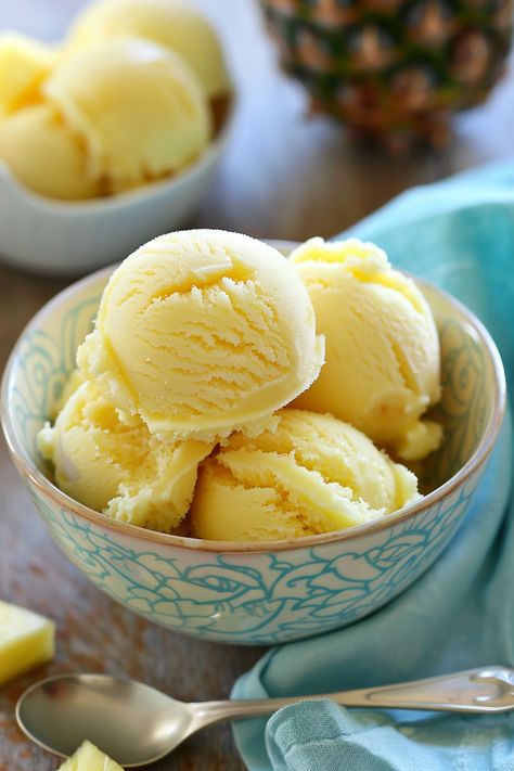 Homemade Fresh Pineapple Ice Cream Pineapple Ice Cream Recipe, Caramel Glaze Recipe, Pineapple Ice Cream, Homemade Caramel Sauce, Coconut Pecan, Pecan Cake, Fresh Pineapple, Crunchy Pecans, Soft Serve Ice Cream