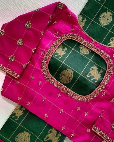 Pink Blouse Design, Plain Blouse Designs, Pink Blouse Designs, Blouse Designs High Neck, Wedding Saree Blouse, New Saree Blouse Designs, Traditional Blouse Designs, Wedding Saree Blouse Designs, Latest Model Blouse Designs