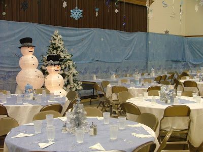 Ward Christmas Party Ideas: Winter Wonderland Ward Christmas Party Ideas, Christmas Party Centerpieces, Winter Wonderland Christmas Party, Lds Christmas, Church Christmas Party, Christmas Party Planning, Ward Christmas Party, Christmas Party Ideas, Frozen Christmas