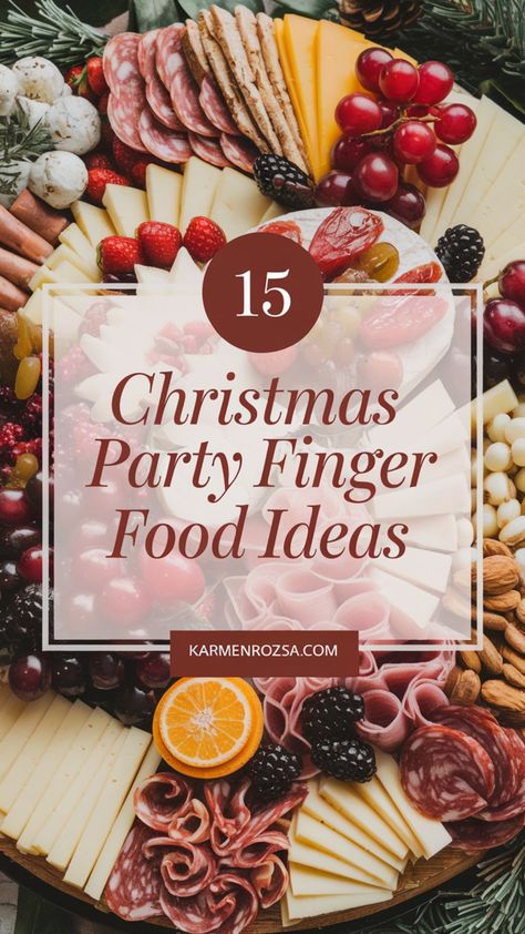 15 Christmas Party Finger Food Ideas: Delicious & Festive Treats to Impress Your Guests - Karmen Rozsa Design Adult Christmas Party Appetizers, Christmas Food Bars For Parties, Appetizers Easy Finger Food Christmas, Christmas Party Finger Food Ideas, Christmas Work Party Food, Christmas Lunch Buffet Ideas, Christmas Party Appetizers Finger Foods Easy, Christmas Party Food Ideas Appetizers Dinners, Fun Christmas Foods