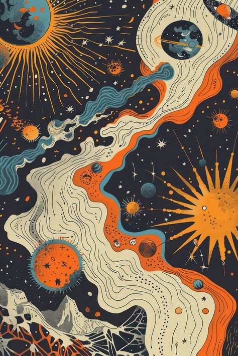 Space Abstract Wallpaper, Space And Ocean Art, Space Inspired Art, Celestial Art Aesthetic, Space Aesthetic Party, Cute Space Aesthetic, Dark Science Aesthetic, Astrological Illustration, Science Mural