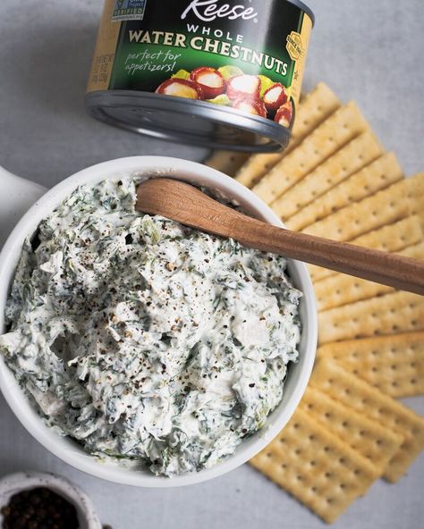 Water Chestnut Dip, Homemade Spinach Dip, Spinach Dip Easy, Yogurt Frozen, Chestnut Recipes, Spinach Dip Recipe, Healthy Greek Yogurt, Water Chestnut, Greek Yogurt Recipes