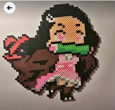 Nezuko Perler Beads, Demon Slayer Perler Beads, Pixel Beads, Pearl Beads Pattern, 3d Perler Bead, Perler Art, Perler Bead Templates, Perler Crafts, Diy Perler Bead Crafts