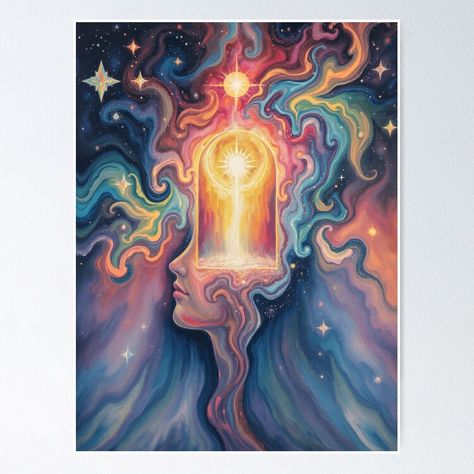 Get my art printed on awesome products. Support me at Redbubble #RBandME: https://www.redbubble.com/i/poster/The-Entrance-Spiritual-Awakening-Goddess-Acrylic-Painting-by-Arwen-Art/165510869.LVTDI?asc=u Spiritual Paintings Canvases, Goddess Acrylic Painting, Spiritual Paintings, Paintings Canvas, Painting Inspo, Painting Poster, Spiritual Awakening, Sale Poster, Entrance