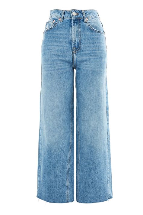 MOTO Mid Blue Cropped Wide Leg #jeans - Jeans- Topshop USA Business Casual Jeans, Ripped Jeggings, Cropped Wide Leg Jeans, All Jeans, Trendy Swimwear, Denim Trends, Cute Jeans, Hipster Fashion, Topshop Outfit