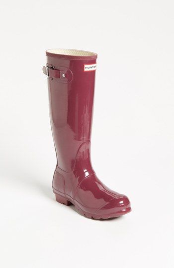 Hunter 'Original Tall' Gloss Rain Boot (Women) available at #Nordstrom Wine Boots, Water Boots, Hunter Wellies, Rain Boots Women, Womens Waterproof Boots, Rubber Boot, Rain Boot, Waterproof Boots, Hunter Boots