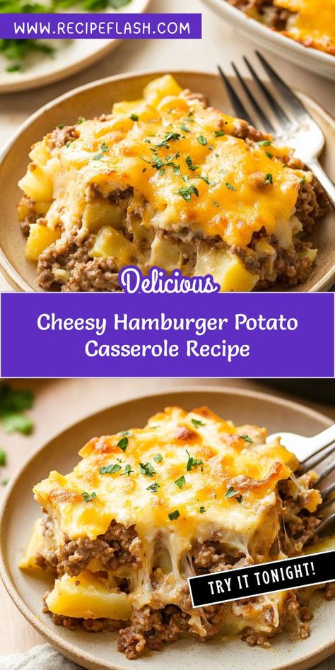 Craving a satisfying one-dish meal that’s packed with flavor? This Cheesy Hamburger Potato Casserole Recipe is a delightful way to enjoy ground beef and potatoes! Don’t forget to save this recipe for those nights when you want something quick and delicious from your Ground Beef Recipes. Beef Potato Casserole, Recipe For Family, Hamburger Potato Casserole, Hamburger And Potatoes, Ground Beef And Potatoes, Hamburger Casserole, Beef And Potatoes, Potatoe Casserole Recipes, Cheesy Potatoes