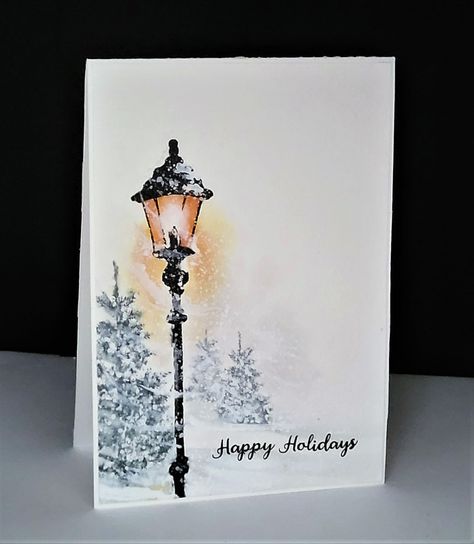 Watercolor Christmas Cards Diy, Happy Holidays Photo, Penny Black Cards, Penny Black Stamps, Christmas Tree Art, Christmas Card Art, Watercolor Christmas Cards, Christmas Card Crafts, Diy Christmas Cards