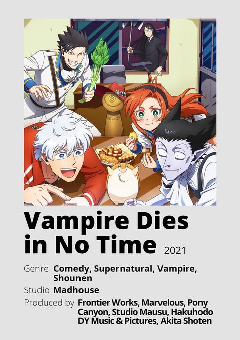 Vampire Anime Recommendations, The Vampire Dies In No Time, Anime Vampire Guy, Vampire Animes, Anime Minimalist Poster, Poster Information, Vampire Anime, Anime Wall Prints !!, Japanese Animated Movies