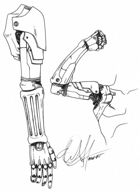 Prothestic Arm, Prosthetic Arm Concept Art, How To Draw Robots, Automail Arm, Prosthetic Arm, Arm Drawing, Robot Hand, Mechanical Arm, Robot Design