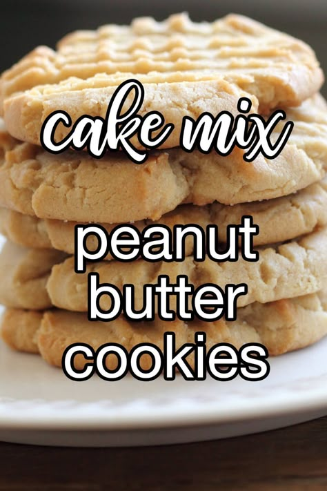 Cake Mix Peanut Butter Cookies - Peanut butter cookies are the perfect blend of salty and sweet. And when you add in the fact that they're made with a cake mix, well, you've got a recipe for success. | CDKitchen.com Peanut Butter Cookies From Cake Mix Recipes, Peanut Butter Cake Mix Cookies Recipes, Peanut Butter Cookies With Cake Mix Easy, Cookies From Box Cake Mixes, Peanut Butter Cookies Cake Mix Recipe, Yellow Cake Mix Peanut Butter Cookies, Yellow Cake Mix Cookie Recipes, Cake Mix Cookies 3 Ingredient, Cake Mix Peanut Butter Cookies