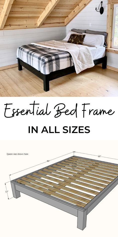 King Bed Frame No Box Spring, Build A Bed Frame Diy Queen Size, Simple King Bed Frame Diy, Diy King Size Bed Frame, Building Bed, King Size Bed Frame Diy, Queen Bed Frame Diy, Diy King Bed, Diy King Bed Frame