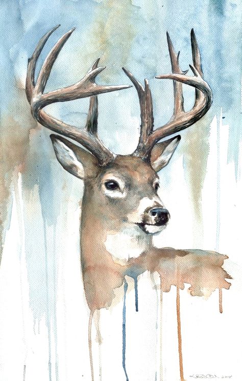 Watercolor Wildlife, Deer Watercolor, Deer Drawing, Watercolor Paintings Of Animals, Deer Painting, Christmas Illustrations, Watercolor Paintings For Beginners, Deer Art, Watercolour Inspiration