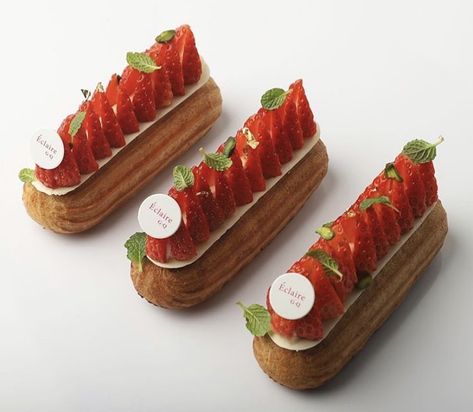 Eclair Cream, Choux Cream, Custard Cream, Choux Pastry, Eclairs, Strawberry Jam, Strawberries And Cream, Lightning Bolt, Custard