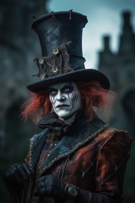 Dark Alice Makeup, Scary Mad Hatter Makeup, Dark Beautiful Tattoos, Dark Mad Hatter Aesthetic, Creepy Mad Hatter, Evil Mad Hatter, Scary Alice In Wonderland Costume, Alice In Wonderland Creepy, Mad Hatter Wallpaper