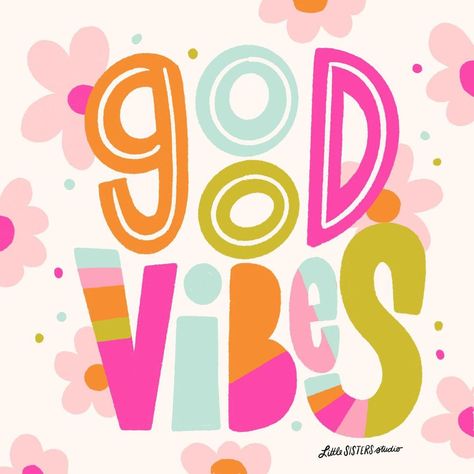 Good Vibes Only Calligraphy, Good Vibes Illustration, Sending Good Vibes Your Way, Vibes Illustration, Banner Inspiration, Pastel Quotes, Body Makeover, Art Lettering, Good Day Sunshine